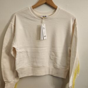 525 America Cream Sweatshirt with Fringe Detail Size Xs